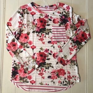 NWT Floral/Stripe long sleeve top size L